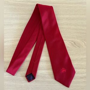 Brooks Brothers Solid Red 100% Silk Golden Fleece Sheep Logo Rep Tie